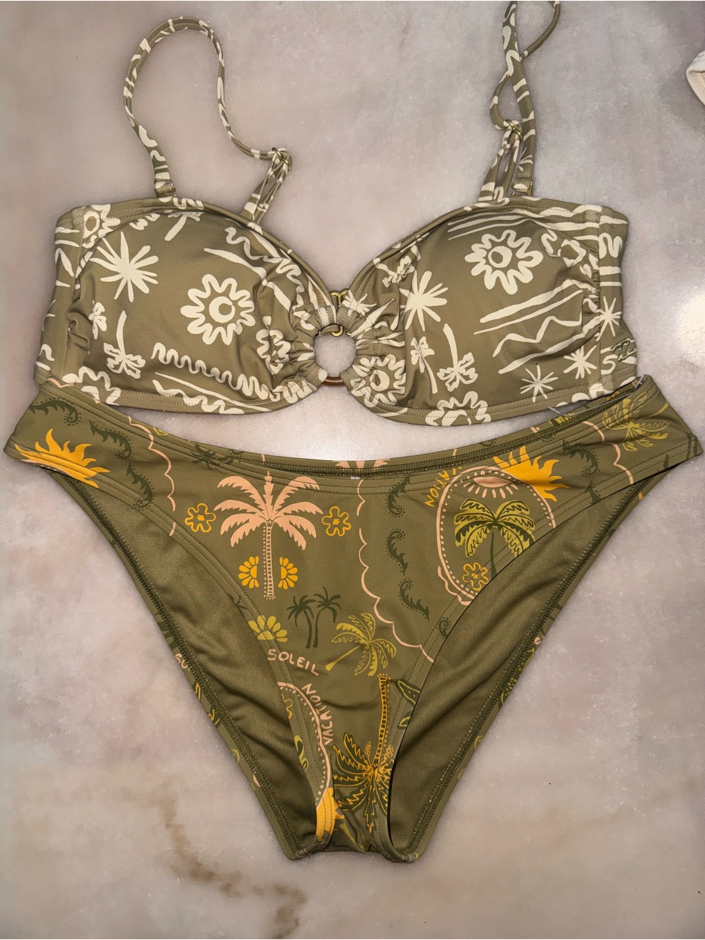 Billabong Olive Green Tropical Print Bikini Set - Picture 5 of 6